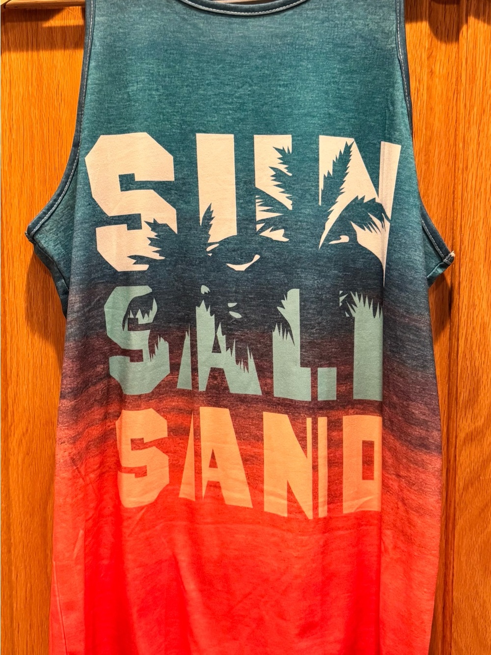 Sun, Salt, Sand Gradient Tank Top - Teal to Coral